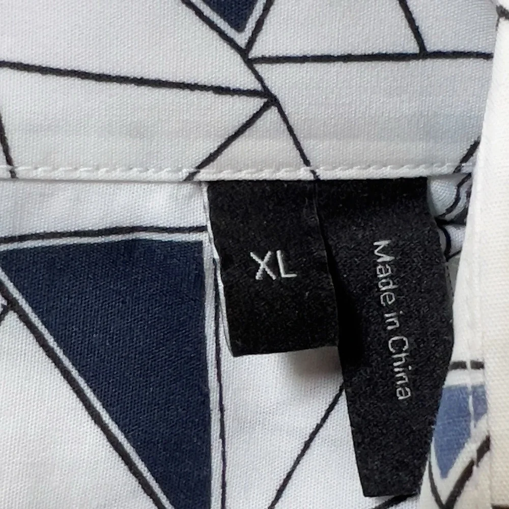 Theory Short Sleeve Shirt Mens Size‎ XL White Abstract Print